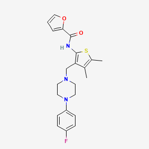 molecular formula C22H24FN3O2S B2493024 N-(3-((4-(4-fluorophenyl)piperazin-1-yl)methyl)-4,5-dimethylthiophen-2-yl)furan-2-carboxamide CAS No. 618408-96-1