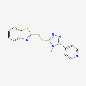 molecular formula C16H13N5S2 B2493079 2-({[4-methyl-5-(pyridin-4-yl)-4H-1,2,4-triazol-3-yl]sulfanyl}methyl)-1,3-benzothiazole CAS No. 637325-84-9