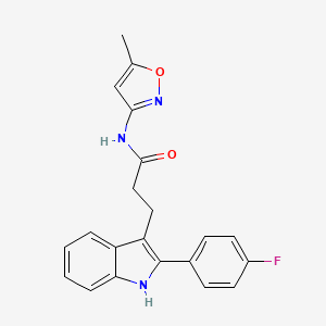 molecular formula C21H18FN3O2 B2493096 3-[2-(4-fluorophenyl)-1H-indol-3-yl]-N-(5-methyl-1,2-oxazol-3-yl)propanamide CAS No. 920736-62-5