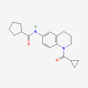 molecular formula C19H24N2O2 B2493098 N-(1-cyclopropanecarbonyl-1,2,3,4-tetrahydroquinolin-6-yl)cyclopentanecarboxamide CAS No. 942005-58-5