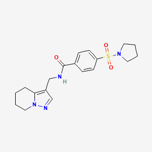 molecular formula C19H24N4O3S B2493141 N-({4H,5H,6H,7H-pyrazolo[1,5-a]pyridin-3-yl}methyl)-4-(pyrrolidine-1-sulfonyl)benzamide CAS No. 2034265-47-7