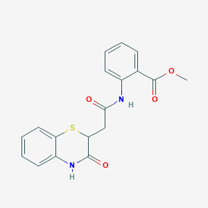 molecular formula C18H16N2O4S B2493173 methyl 2-[2-(3-oxo-3,4-dihydro-2H-1,4-benzothiazin-2-yl)acetamido]benzoate CAS No. 838894-74-9