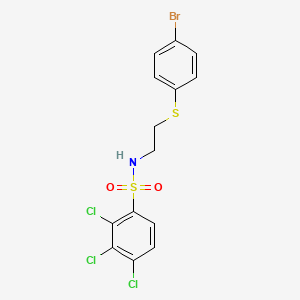 molecular formula C14H11BrCl3NO2S2 B2493185 N-{2-[(4-bromophenyl)sulfanyl]ethyl}-2,3,4-trichlorobenzenesulfonamide CAS No. 400084-11-9