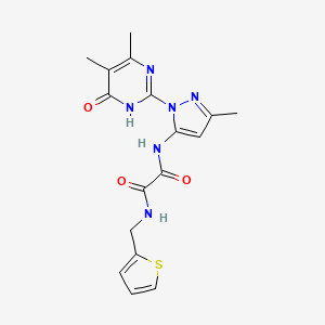 molecular formula C17H18N6O3S B2493219 N1-(1-(4,5-dimethyl-6-oxo-1,6-dihydropyrimidin-2-yl)-3-methyl-1H-pyrazol-5-yl)-N2-(thiophen-2-ylmethyl)oxalamide CAS No. 1014006-33-7