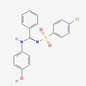 molecular formula C19H15ClN2O3S B2493261 N'-(4-chlorobenzenesulfonyl)-N-(4-hydroxyphenyl)benzenecarboximidamide CAS No. 31789-79-4