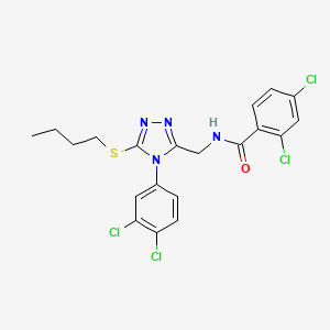 molecular formula C20H18Cl4N4OS B2493270 N-{[5-(butylsulfanyl)-4-(3,4-dichlorophenyl)-4H-1,2,4-triazol-3-yl]methyl}-2,4-dichlorobenzamide CAS No. 389070-82-0