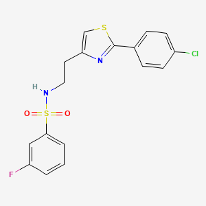 molecular formula C17H14ClFN2O2S2 B2493279 N-{2-[2-(4-chlorophenyl)-1,3-thiazol-4-yl]ethyl}-3-fluorobenzene-1-sulfonamide CAS No. 932987-70-7