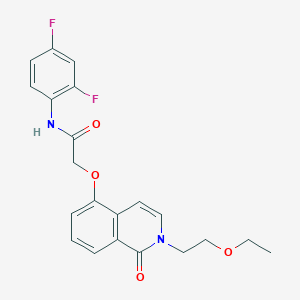 molecular formula C21H20F2N2O4 B2493300 N-(2,4-difluorophenyl)-2-{[2-(2-ethoxyethyl)-1-oxo-1,2-dihydroisoquinolin-5-yl]oxy}acetamide CAS No. 898412-13-0