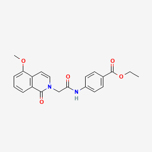 molecular formula C21H20N2O5 B2493337 ethyl 4-[2-(5-methoxy-1-oxo-1,2-dihydroisoquinolin-2-yl)acetamido]benzoate CAS No. 868223-64-7