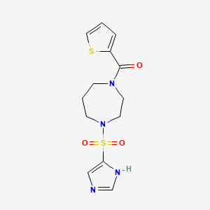 molecular formula C13H16N4O3S2 B2493437 1-(1H-imidazole-4-sulfonyl)-4-(thiophene-2-carbonyl)-1,4-diazepane CAS No. 1903344-83-1