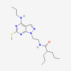 molecular formula C19H32N6OS B2493456 N-(2-(6-(methylthio)-4-(propylamino)-1H-pyrazolo[3,4-d]pyrimidin-1-yl)ethyl)-2-propylpentanamide CAS No. 941941-42-0