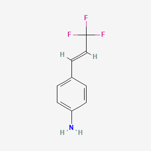 molecular formula C9H8F3N B2493470 4-[(E)-3,3,3-Trifluoroprop-1-enyl]aniline CAS No. 1089296-90-1