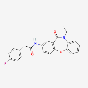 molecular formula C23H19FN2O3 B2493480 N-(10-ethyl-11-oxo-10,11-dihydrodibenzo[b,f][1,4]oxazepin-2-yl)-2-(4-fluorophenyl)acetamide CAS No. 921890-23-5