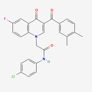 molecular formula C26H20ClFN2O3 B2493500 N-(4-chlorophenyl)-2-[3-(3,4-dimethylbenzoyl)-6-fluoro-4-oxo-1,4-dihydroquinolin-1-yl]acetamide CAS No. 866340-15-0