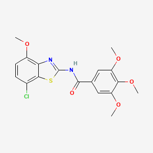 molecular formula C18H17ClN2O5S B2493505 N-(7-chloro-4-methoxy-1,3-benzothiazol-2-yl)-3,4,5-trimethoxybenzamide CAS No. 886964-00-7