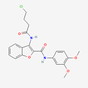 molecular formula C21H21ClN2O5 B2493564 3-(4-chlorobutanamido)-N-(3,4-dimethoxyphenyl)-1-benzofuran-2-carboxamide CAS No. 888448-27-9