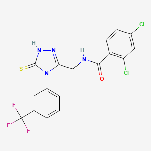 molecular formula C17H11Cl2F3N4OS B2493576 2,4-dichloro-N-((5-thioxo-4-(3-(trifluoromethyl)phenyl)-4,5-dihydro-1H-1,2,4-triazol-3-yl)methyl)benzamide CAS No. 391886-96-7