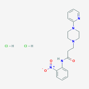 molecular formula C18H23Cl2N5O3 B024936 1-Piperazinepropanamide, N-(2-nitrophenyl)-4-(2-pyridinyl)-, dihydrochloride CAS No. 104373-63-9
