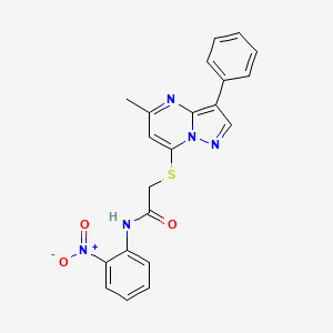 B2493607 2-((5-methyl-3-phenylpyrazolo[1,5-a]pyrimidin-7-yl)thio)-N-(2-nitrophenyl)acetamide CAS No. 877795-88-5