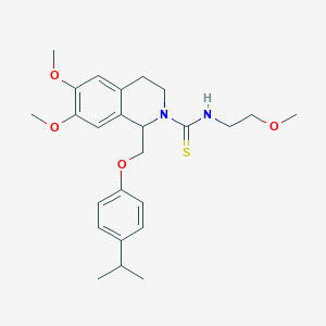molecular formula C25H34N2O4S B2493620 6,7-dimethoxy-N-(2-methoxyethyl)-1-{[4-(propan-2-yl)phenoxy]methyl}-1,2,3,4-tetrahydroisoquinoline-2-carbothioamide CAS No. 536698-83-6
