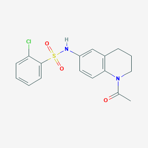 molecular formula C17H17ClN2O3S B2493639 N-(1-acetyl-1,2,3,4-tetrahydroquinolin-6-yl)-2-chlorobenzene-1-sulfonamide CAS No. 1005299-67-1