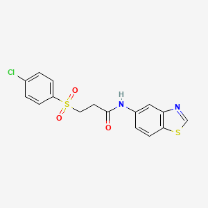 molecular formula C16H13ClN2O3S2 B2493682 N-(1,3-benzothiazol-5-yl)-3-(4-chlorobenzenesulfonyl)propanamide CAS No. 941966-38-7