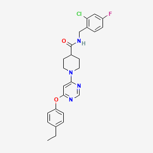 molecular formula C25H26ClFN4O2 B2493707 N-[(2-chloro-4-fluorophenyl)methyl]-1-[6-(4-ethylphenoxy)pyrimidin-4-yl]piperidine-4-carboxamide CAS No. 1116045-27-2