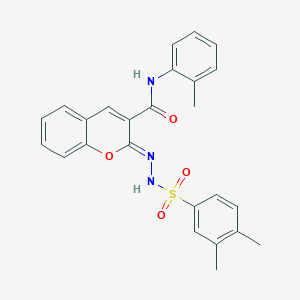 (2Z)-2-[(3,4-dimethylphenyl)sulfonylhydrazinylidene]-N-(2-methylphenyl)chromene-3-carboxamide