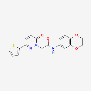 molecular formula C19H17N3O4S B2493771 N-(2,3-dihydro-1,4-benzodioxin-6-yl)-2-[6-oxo-3-(thiophen-2-yl)-1,6-dihydropyridazin-1-yl]propanamide CAS No. 1251685-44-5