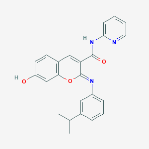 (2Z)-7-hydroxy-2-{[3-(propan-2-yl)phenyl]imino}-N-(pyridin-2-yl)-2H-chromene-3-carboxamide