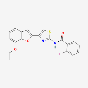 molecular formula C20H15FN2O3S B2493804 N-[4-(7-ethoxy-1-benzofuran-2-yl)-1,3-thiazol-2-yl]-2-fluorobenzamide CAS No. 921797-80-0