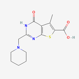 5-Methyl-4-oxo-2-(piperidin-1-ylmethyl)-3,4-dihydrothieno[2,3-d]pyrimidine-6-carboxylic acid