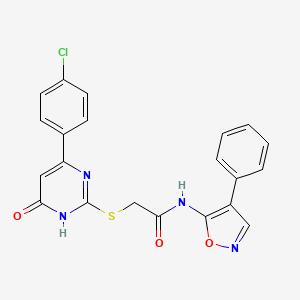 2-((4-(4-chlorophenyl)-6-oxo-1,6-dihydropyrimidin-2-yl)thio)-N-(4-phenylisoxazol-5-yl)acetamide