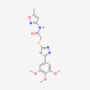 molecular formula C17H18N4O6S B2493887 N-(5-methyl-1,2-oxazol-3-yl)-2-{[5-(3,4,5-trimethoxyphenyl)-1,3,4-oxadiazol-2-yl]sulfanyl}acetamide CAS No. 851129-33-4
