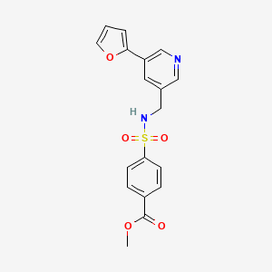 molecular formula C18H16N2O5S B2493894 methyl 4-({[5-(furan-2-yl)pyridin-3-yl]methyl}sulfamoyl)benzoate CAS No. 2309342-40-1