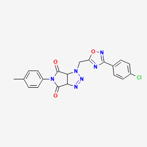 molecular formula C20H15ClN6O3 B2493908 1-{[3-(4-chlorophenyl)-1,2,4-oxadiazol-5-yl]methyl}-5-(4-methylphenyl)-1H,3aH,4H,5H,6H,6aH-pyrrolo[3,4-d][1,2,3]triazole-4,6-dione CAS No. 1207046-99-8