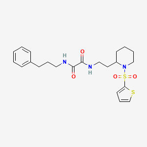 molecular formula C22H29N3O4S2 B2493927 N'-(3-phenylpropyl)-N-{2-[1-(thiophene-2-sulfonyl)piperidin-2-yl]ethyl}ethanediamide CAS No. 898415-93-5