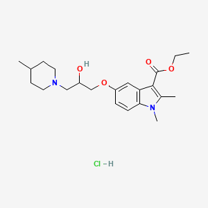 molecular formula C22H33ClN2O4 B2493932 ethyl 5-[2-hydroxy-3-(4-methylpiperidin-1-yl)propoxy]-1,2-dimethyl-1H-indole-3-carboxylate hydrochloride CAS No. 1052407-31-4