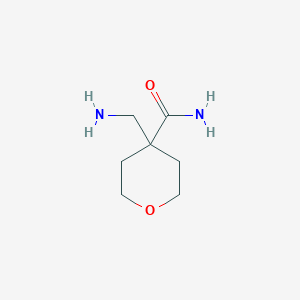 molecular formula C7H14N2O2 B2493949 4-(氨甲基)四氢-2H-吡喃-4-羧酰胺 CAS No. 1030364-98-7