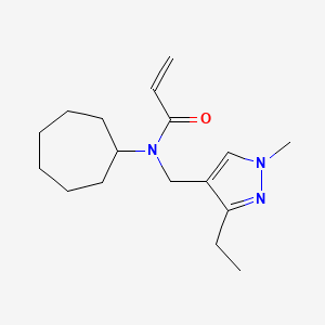 N-Cycloheptyl-N-[(3-ethyl-1-methylpyrazol-4-yl)methyl]prop-2-enamide