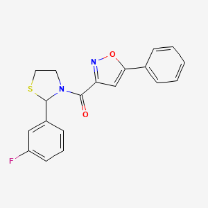 (2-(3-Fluorophenyl)thiazolidin-3-yl)(5-phenylisoxazol-3-yl)methanone
