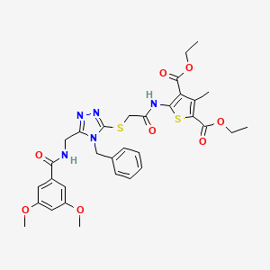 diethyl 5-(2-((4-benzyl-5-((3,5-dimethoxybenzamido)methyl)-4H-1,2,4-triazol-3-yl)thio)acetamido)-3-methylthiophene-2,4-dicarboxylate