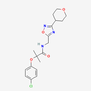2-(4-chlorophenoxy)-2-methyl-N-((3-(tetrahydro-2H-pyran-4-yl)-1,2,4-oxadiazol-5-yl)methyl)propanamide