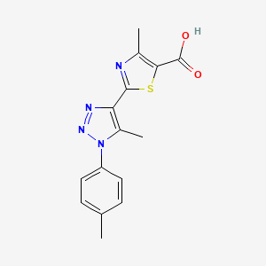 molecular formula C15H14N4O2S B2494070 4-methyl-2-[5-methyl-1-(4-methylphenyl)-1H-1,2,3-triazol-4-yl]-1,3-thiazole-5-carboxylic acid CAS No. 1351780-27-2