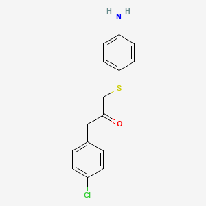 molecular formula C15H14ClNOS B2494075 1-[(4-Aminophenyl)sulfanyl]-3-(4-chlorophenyl)acetone CAS No. 882081-37-0