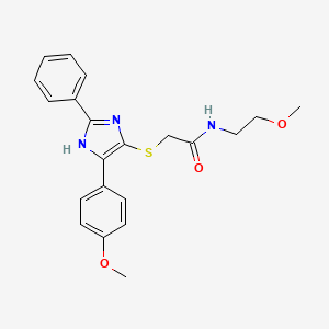 N-(2-methoxyethyl)-2-((5-(4-methoxyphenyl)-2-phenyl-1H-imidazol-4-yl)thio)acetamide