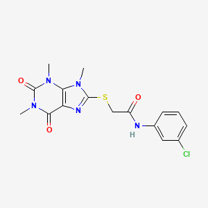molecular formula C16H16ClN5O3S B2494079 N-(3-chlorophenyl)-2-(1,3,9-trimethyl-2,6-dioxopurin-8-yl)sulfanylacetamide CAS No. 897454-00-1