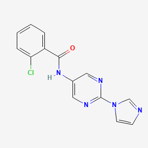 molecular formula C14H10ClN5O B2494084 N-(2-(1H-imidazol-1-yl)pyrimidin-5-yl)-2-chlorobenzamide CAS No. 1421457-29-5