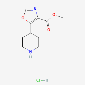 molecular formula C10H15ClN2O3 B2494086 Methyl 5-(piperidin-4-yl)-1,3-oxazole-4-carboxylate hydrochloride CAS No. 2174008-22-9