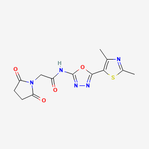 molecular formula C13H13N5O4S B2494123 N-[5-(2,4-dimethyl-1,3-thiazol-5-yl)-1,3,4-oxadiazol-2-yl]-2-(2,5-dioxopyrrolidin-1-yl)acetamide CAS No. 1251565-45-3